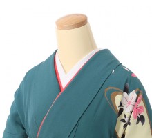 牡丹に椿柄の卒業式袴フルセット(緑系)|卒業袴(普通サイズ)
