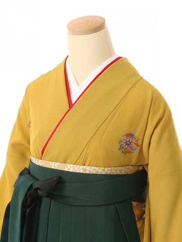 花紋柄の卒業式袴フルセット(黄色系)|卒業袴(普通サイズ)