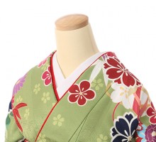 鞠花紋柄の卒業式袴フルセット(緑系)|卒業袴(普通サイズ)