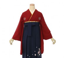 袴レンタル　格安|花紋柄の卒業式袴フルセット(赤系)|卒業袴(普通サイズ)
