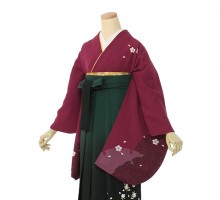 雪輪桜柄の卒業式袴フルセット(赤紫系)|卒業袴(普通サイズ)
