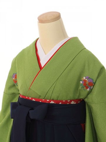 花紋柄の卒業式袴フルセット(緑系)|卒業袴(普通サイズ)