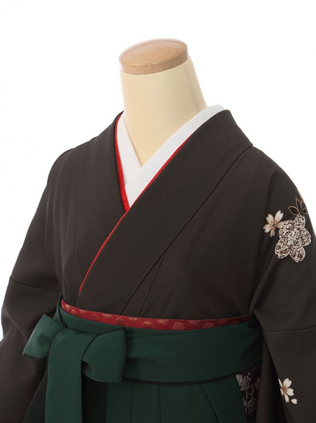 桜鏡表柄の卒業式袴フルセット(茶色系)|卒業袴(普通サイズ)