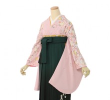 レンタル袴|先生|桜柄の卒業式袴フルセット(ピンク)|卒業袴(普通サイズ)