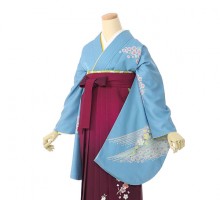 地紋絞り風柄の卒業式袴フルセット(水色系)|卒業袴(普通サイズ)