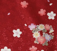 桜地紋桜文様の卒業式袴フルセット(赤系)|卒業袴(普通サイズ)