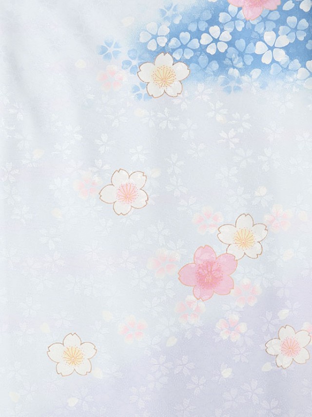 深水色桜柄の卒業式袴フルセット(水色系)|卒業袴(普通サイズ)