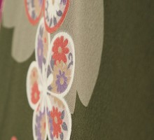 大桜に華紋柄の卒業式袴フルセット(カーキ系)|卒業袴(普通サイズ)