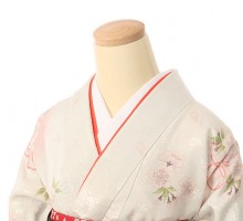 桜にリボン柄の卒業袴フルセット(ベージュ系)|卒業袴(普通サイズ)