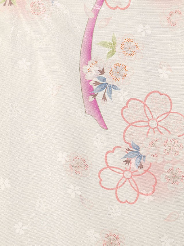 桜にリボン柄の卒業袴フルセット(ベージュ系)|卒業袴(普通サイズ)