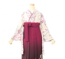 大きな桜柄の卒業式袴フルセット(ベージュ系)|卒業袴(普通サイズ)