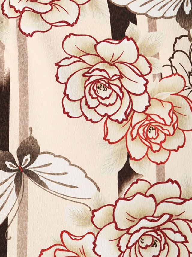 NICOLE(ニコル)バラと蝶柄の卒業式袴フルセット(ベージュ系)|卒業袴(普通サイズ)