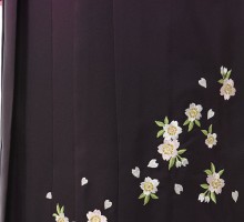 ピンクと紫の薔薇柄の卒業式袴フルセット(黒系)|卒業袴(普通サイズ)