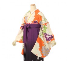 菊華紋柄の卒業式袴フルセット(オレンジ系)|卒業袴(普通サイズ)