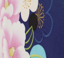 レンタル袴|レトロテイストな椿桜柄の卒業式袴フルセット(ブルー系)|卒業袴(普通サイズ)