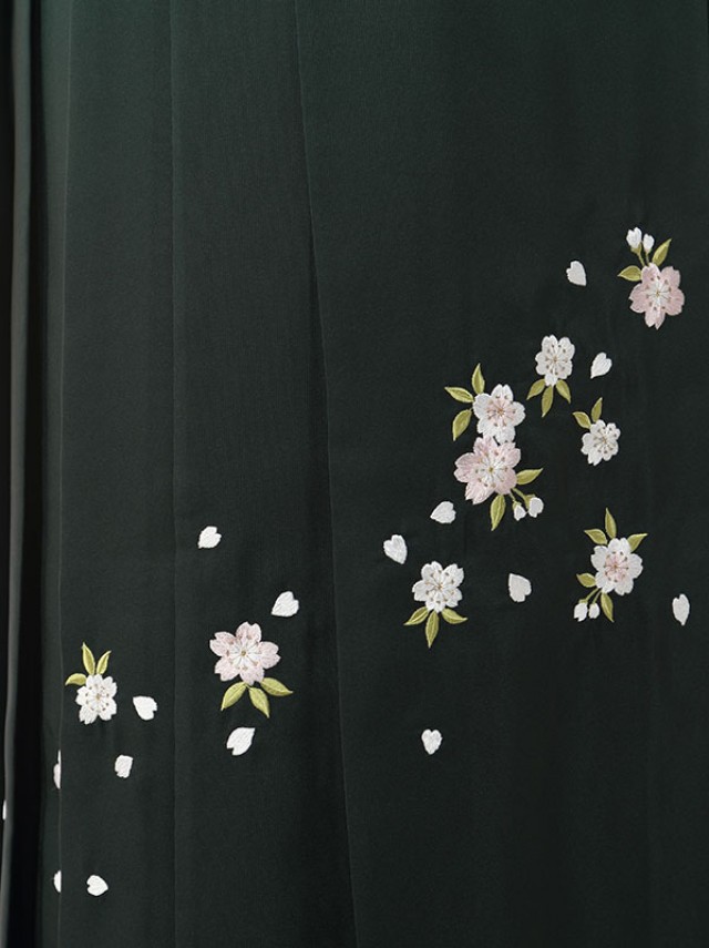 熨斗に花柄の卒業式袴フルセット(ベージュ/緑系)|卒業袴(普通サイズ)