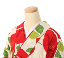 紅一点ブランド椿柄の卒業式袴フルセット(白/赤系)|卒業袴(裄長サイズ)