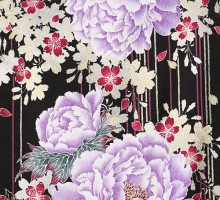 紫の牡丹桜柄の卒業式袴フルセット(黒系)|卒業袴(大きいサイズ)(ワイド)