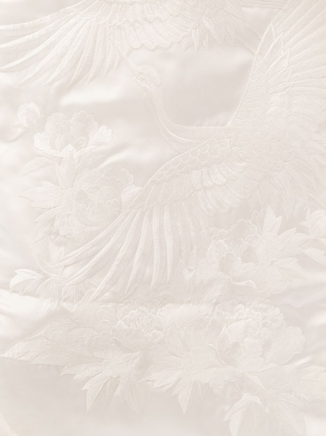 【 白無垢&紋付レンタル】孔雀松　牡丹　鶴文様　刺繍柄の打掛フルセット(白系)