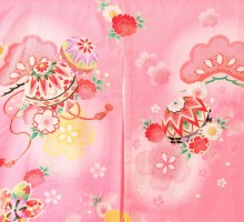 【正絹】着物　鞠に桜松柄のお宮参り着物　フルセット(ピンク系)|女の子