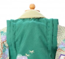 松に亀甲柄の赤ちゃん着物(被布)フルセット(うぐいす/緑系)|男の子0〜2歳