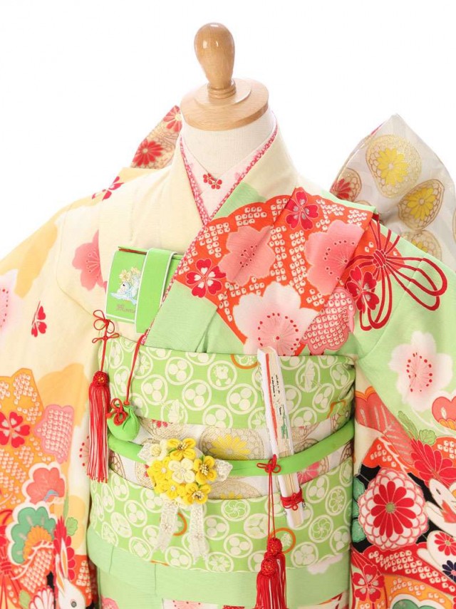 JAPAN STYLE|七五三着物レンタルフルセット(グリーン系 )|女の子(七歳)
