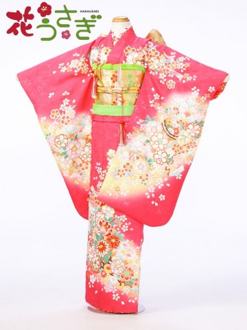 e-7-912七五三　7歳女児　着物レンタル☆【花うさぎ】上品なローズピンクに古典柄