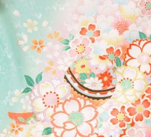 e-7-913七五三　7歳女児　着物レンタル☆【花うさぎ】可愛いスカイグリーンに古典柄