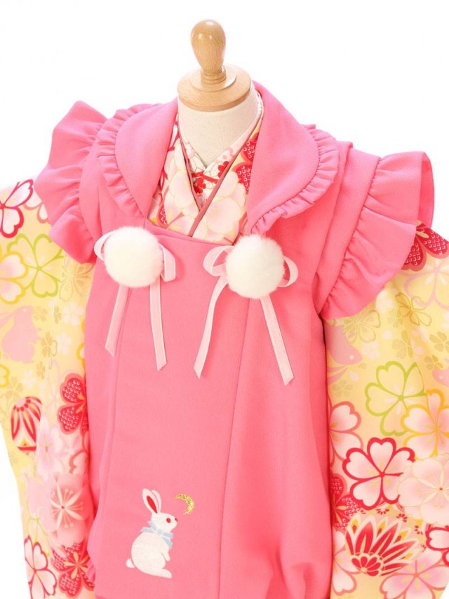 ブランド　被布着物　桜柄の七五三着物3歳　女の子(被布)フルセット(イエロー系)|女の子(三歳)　　