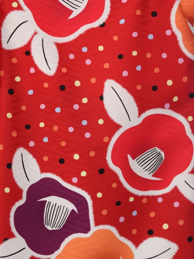 式部浪漫　レトロな椿柄の七五三　着物　3歳　女の子(被布)フルセット(赤　ピンク系)|女の子(3歳)