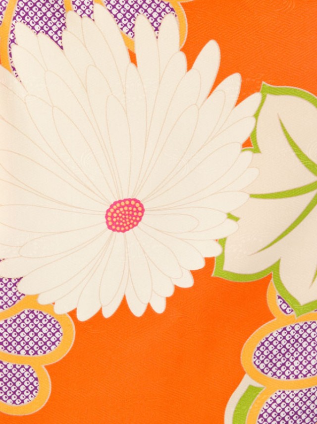 被布　菊紋柄の七五三着物3歳　女の子(被布)フルセット(オレンジ系 )|女の子(三歳)