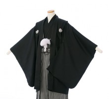 [ジュニア袴　レンタル]小学校　卒業式　ジュニア　黒紋付き袴セッは定番人気です!式典　イベントなどに