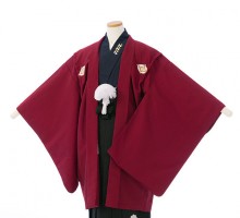 袴レンタル　小学校卒業式　ミニサイズ　紋付き袴レンタルフルセット(赤系)|男の子(小学生袴)