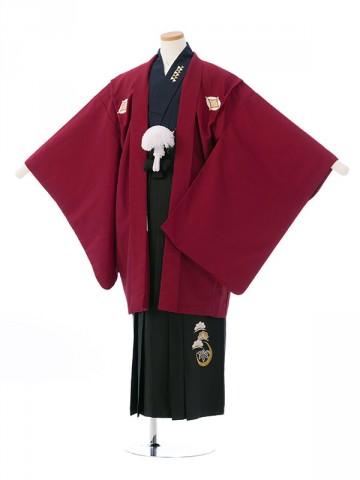 袴レンタル　小学校卒業式　紋付き袴レンタルフルセット(赤系)|男の子(小学生袴)　