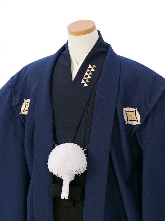 袴レンタル　小学校卒業式　紋付き袴(紺系)|男の子(小学生袴)(3枚目)