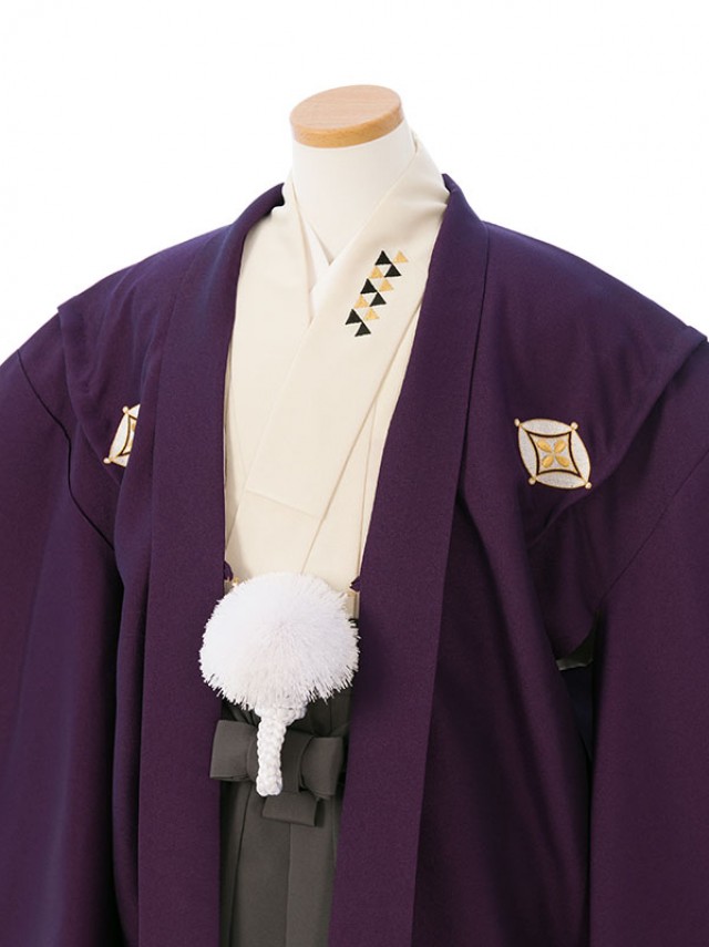 小学生　卒業式　袴|ハーフ成人式|卒業式袴フルセット(パープル系)|男の子(小学生袴)1
