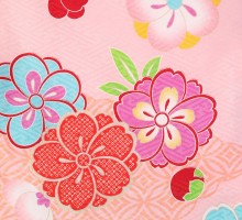 袴レンタル　卒園式　キュートなピンクのレトロな桜紋です。