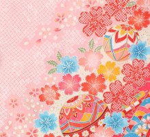袴レンタル　卒園式　ピンクの絞り調　古典柄