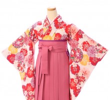 桜　古典柄の卒業式袴フルセット(白系)|女の子(小学生袴)