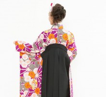 袴　紫麻の葉に桜柄の卒業式袴フルセット(紫系)|女の子(小学生袴)