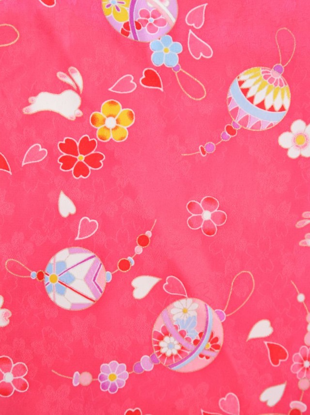 鞠とうさぎ　桜柄の赤ちゃん着物(被布)フルセット(赤/ピンク系)|女の子0〜2歳