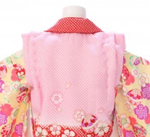 鹿の子　鞠刺繍　桜柄の赤ちゃん着物(被布)フルセット(ピンク/赤系)|女の子0〜2歳
