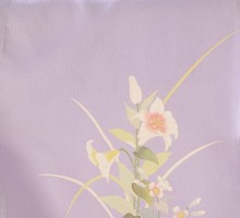 単衣　正絹|百合に撫子　桔梗柄の訪問着フルセット(紫系)|訪問着・付下げ
