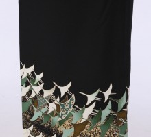 Lサイズ　白グリーン茶光林鶴柄の黒留袖フルセット(黒)| 黒留袖・大きいサイズ(ワイド)