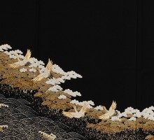 Lサイズ　波小松鶴柄の黒留袖フルセット(黒)| 黒留袖・大きいサイズ(ワイド)