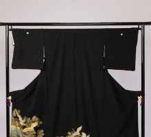 Lサイズ　金長道若松金銀ツル柄の黒留袖フルセット(黒)| 黒留袖・大きいサイズ(ワイド)