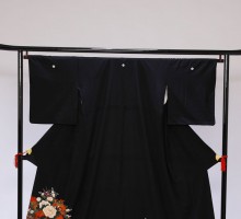 Lサイズ　朱地　花車柄の黒留袖フルセット(黒)| 黒留袖・大きいサイズ(ワイド)