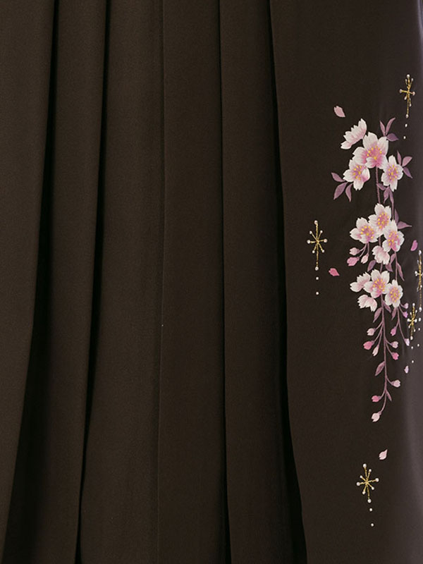 レンタル袴|桜づくしラメ刺繍柄の卒業式袴フルセット(赤系)|卒業袴(普通サイズ)