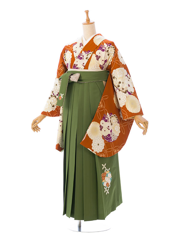 KANSAI|袴レンタル|158〜162cm|卒業式袴フルセット(オレンシ系)|卒業袴(普通サイズ)
