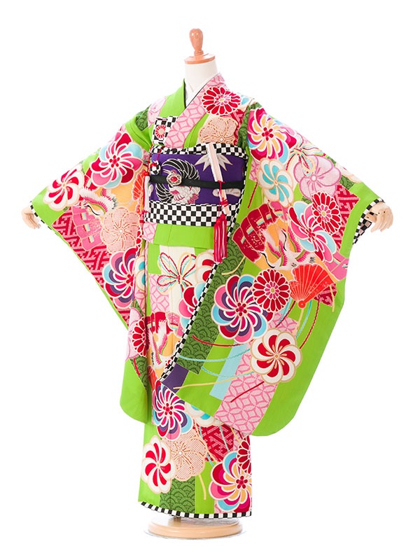 JAPAN　STYLE |ハイクラス|七五三着物レンタルフルセット(グリーン系)|女の子(七歳)